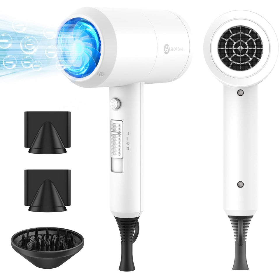 slopehill white front view showing controls and ergonomic handle for easy styling