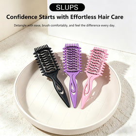 SLUPS brush set styled on a bathroom vanity showing everyday grooming use
