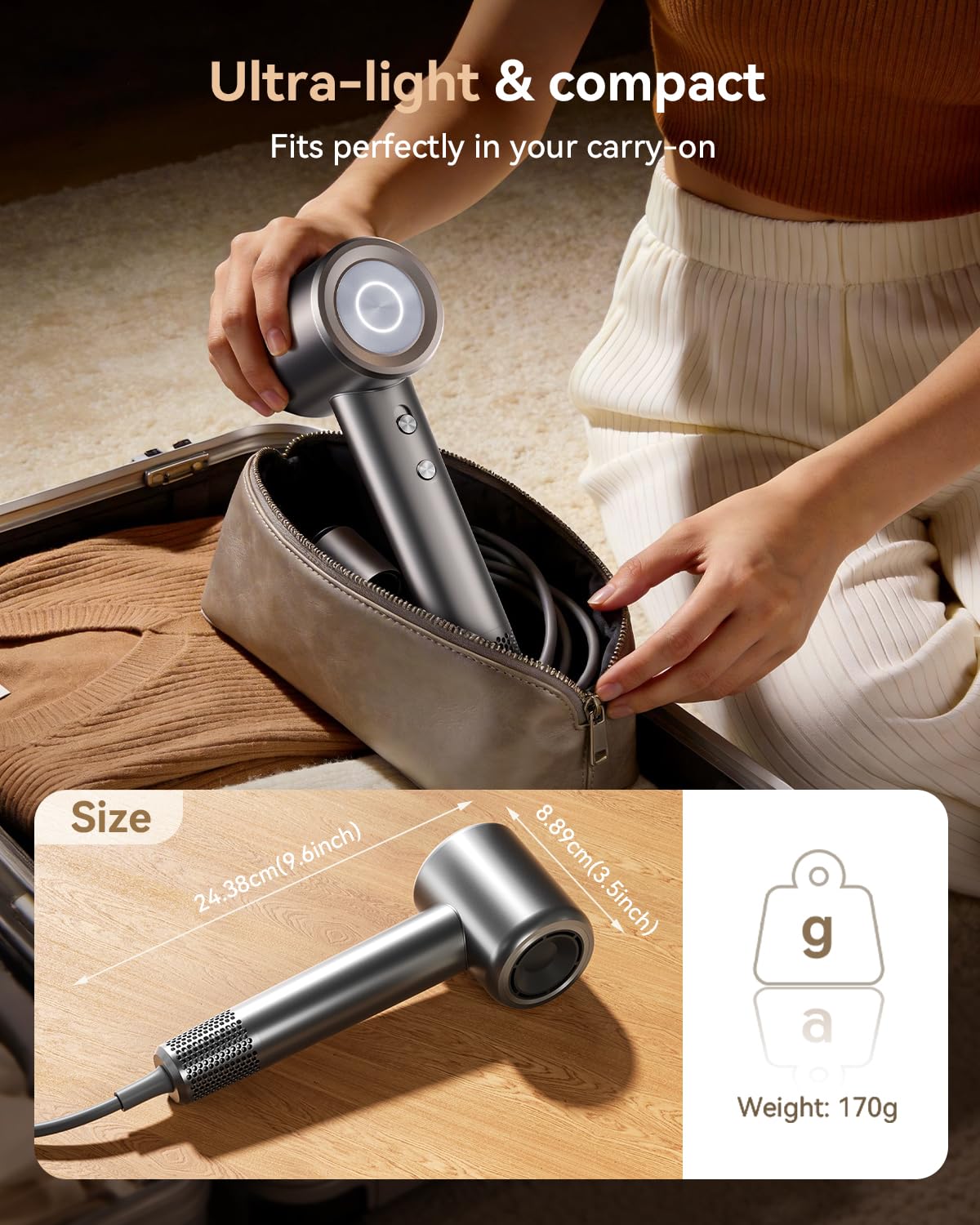 SMADYYY held in hand to show lightweight design and travel-friendly size