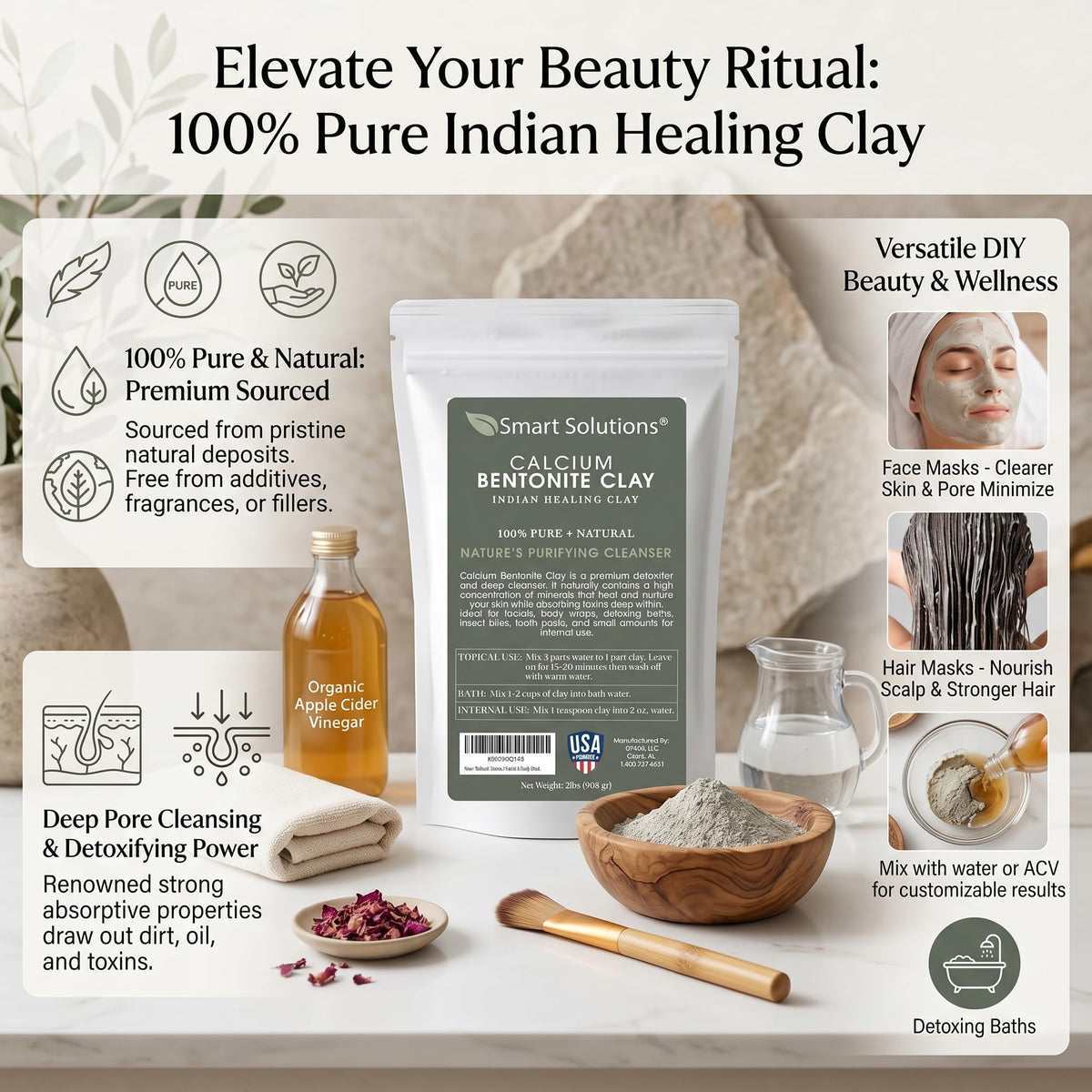 SMART SOLUTIONS applying clay mask to cheek showing gentle cleansing benefit