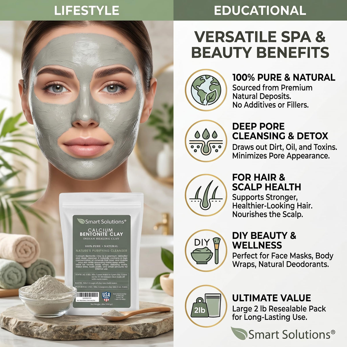 SMART SOLUTIONS bowl with clay paste mixed demonstrating easy blending for masks