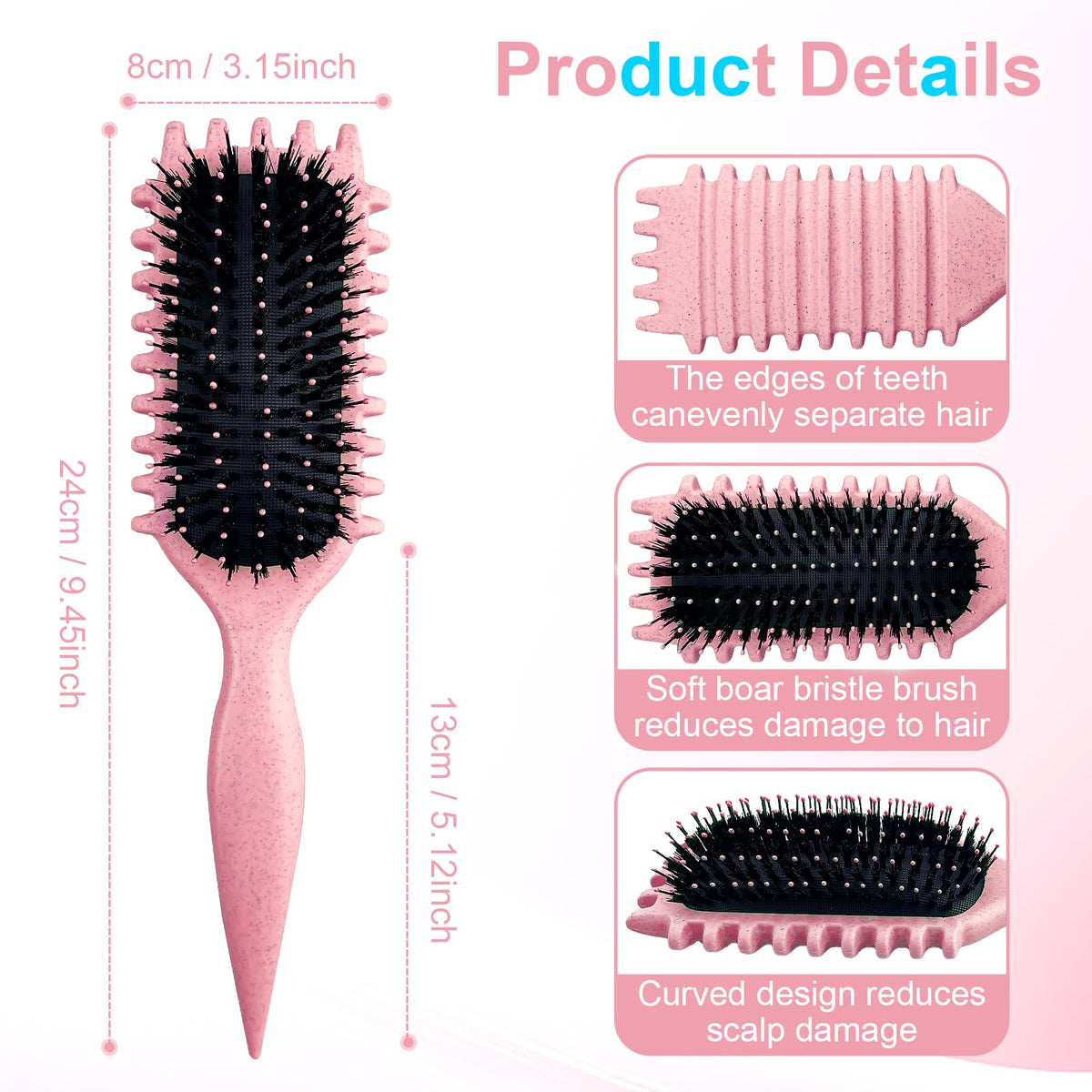 SMARTBEST Candy Brush close-up of bristles showing tooth-pattern that defines curls gently