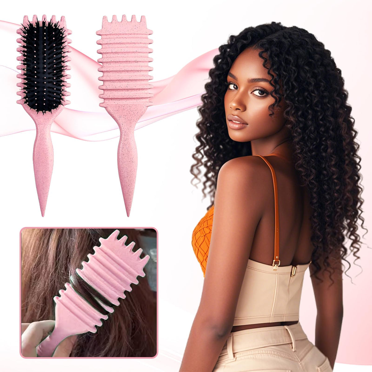 SMARTBEST Candy Brush on bathroom counter as lifestyle shot for daily styling routine