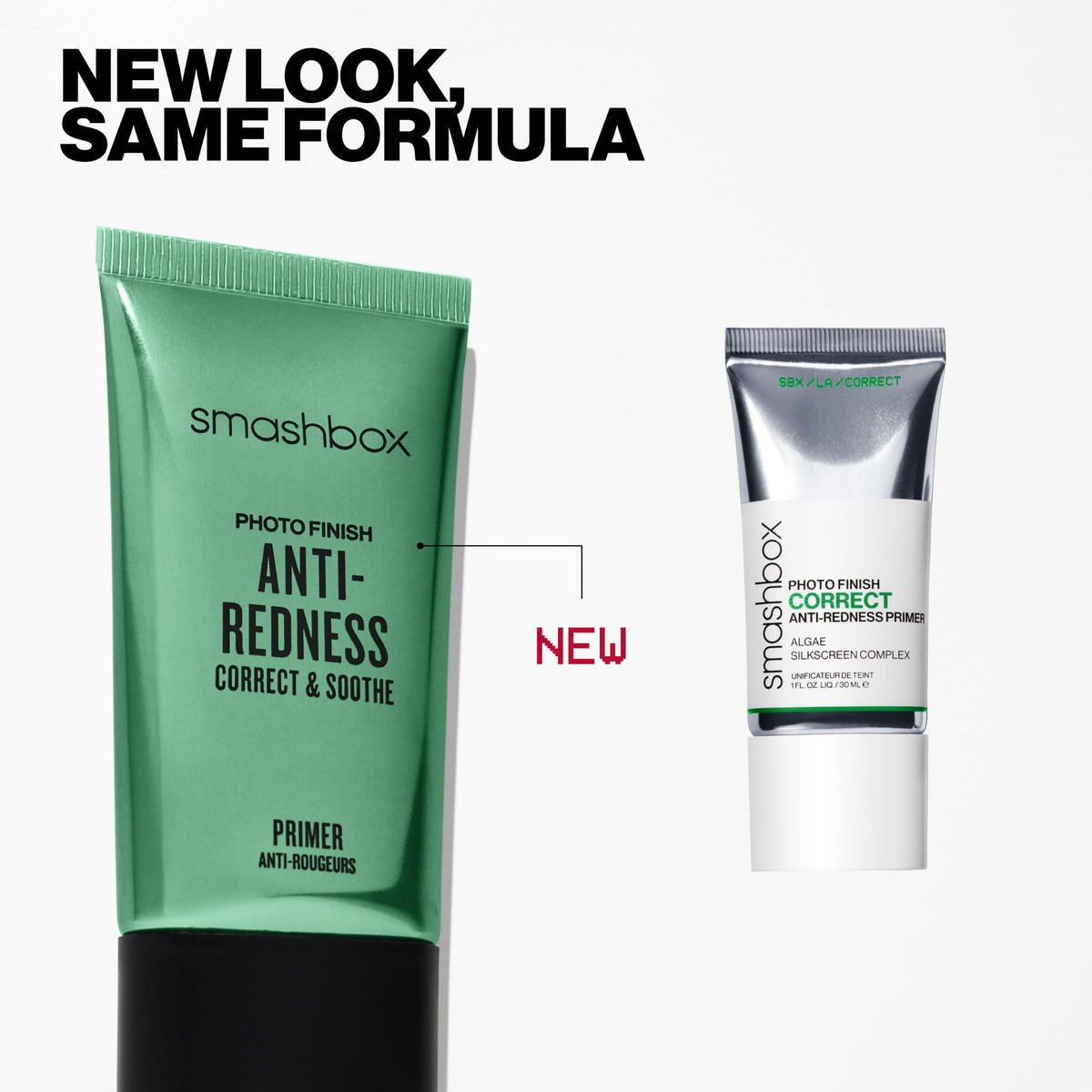 Smashbox before and after image demonstrating redness neutralized