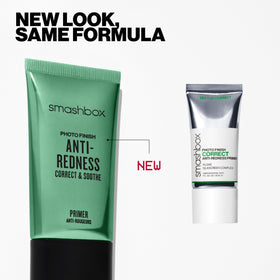 Smashbox before and after image demonstrating redness neutralized