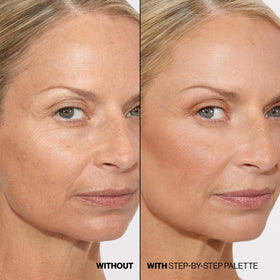 Smashbox before and after split face showing visible sculpt and glow benefit