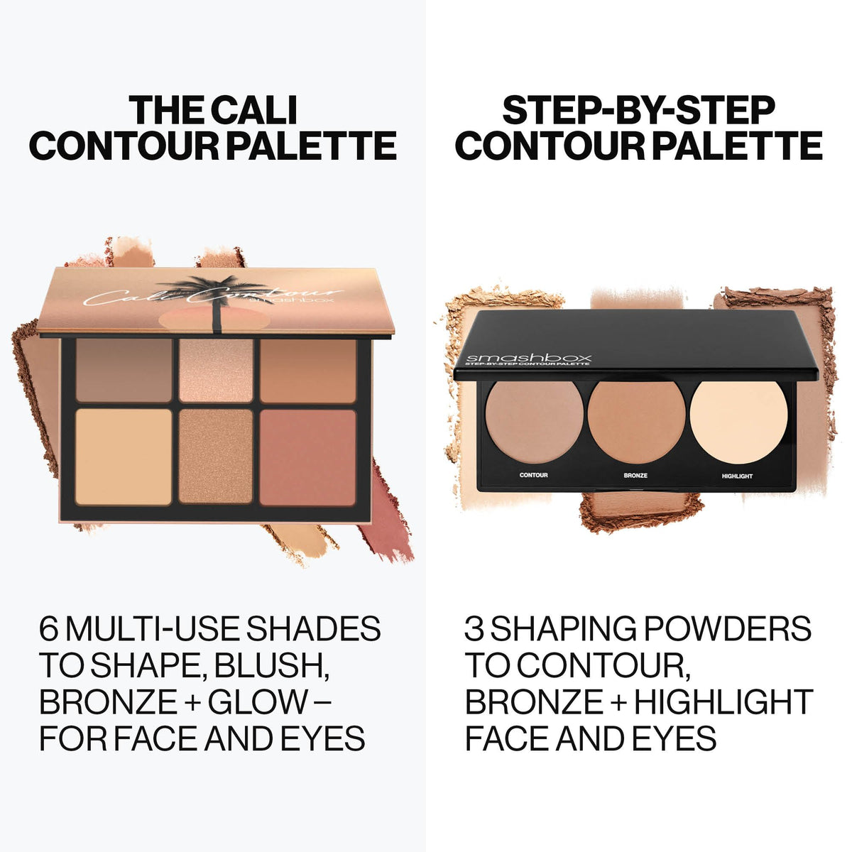 Smashbox palette held in hand to show compact travel-friendly size and portability