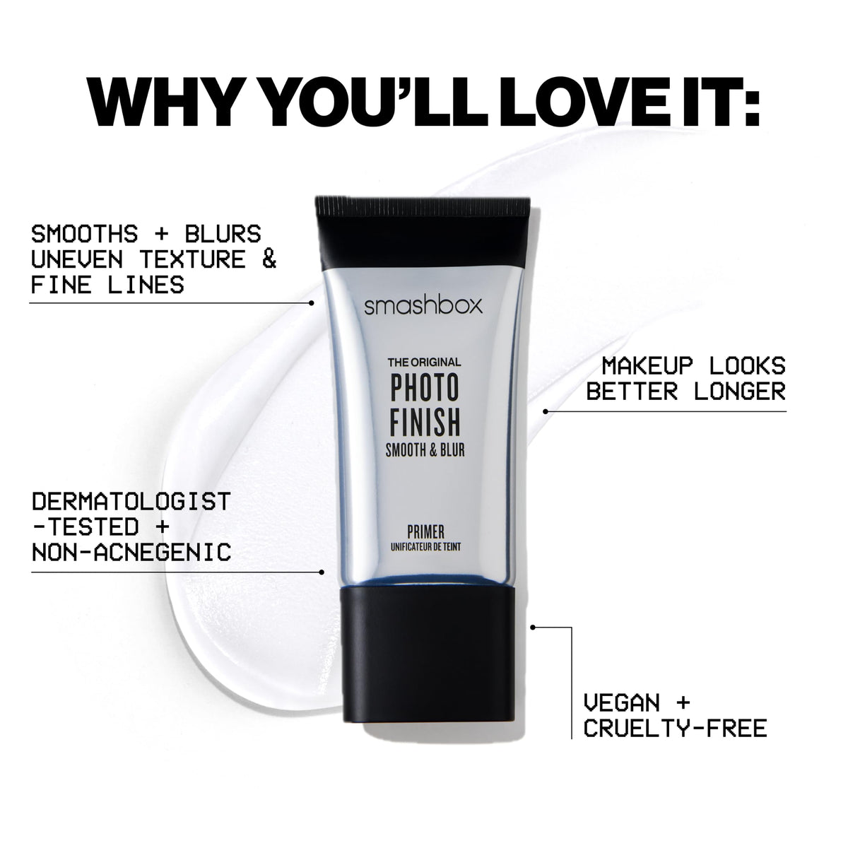 Smashbox bottle next to ruler showing 1 fl oz size for travel-friendly convenience