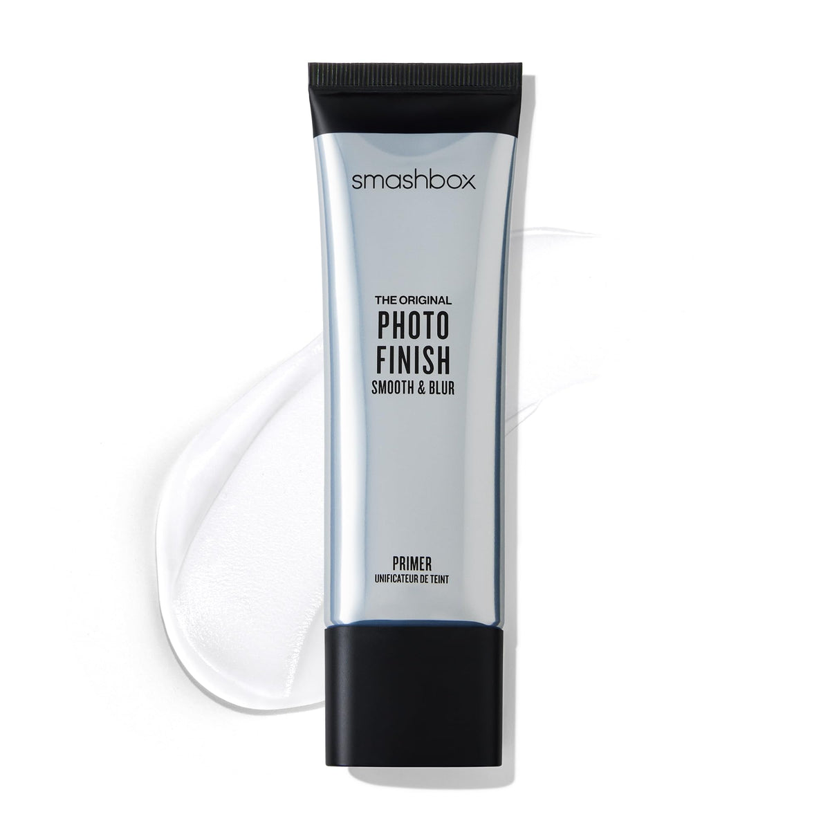 Smashbox front bottle view showing sleek primer packaging and benefit