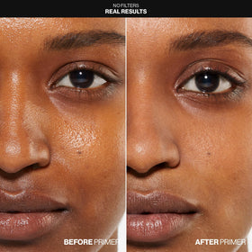 Smashbox pump dispensing primer texture showing matte, lightweight finish benefit
