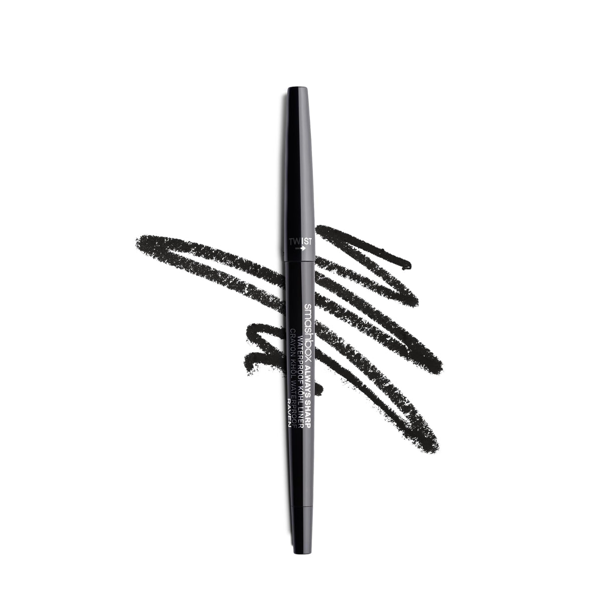 Smashbox front packaging showing Raven pencil and product benefit of crisp lines
