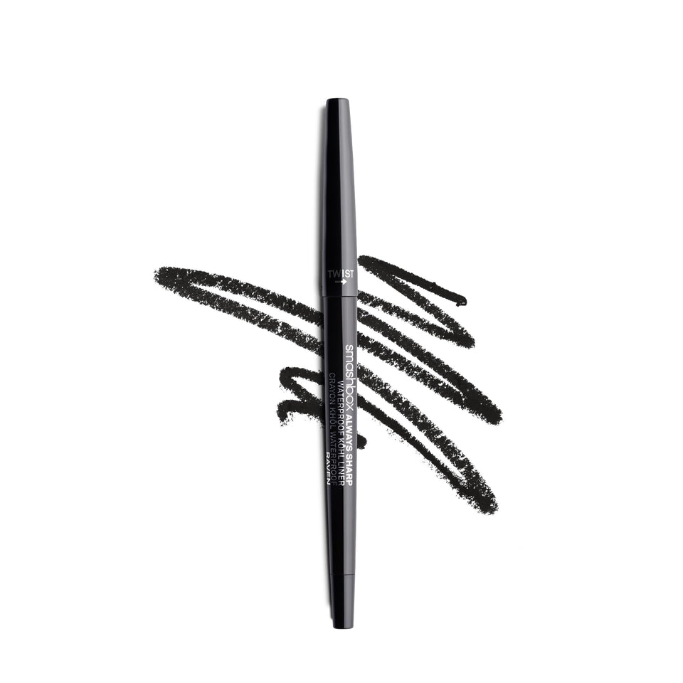 Smashbox front packaging showing Raven pencil and product benefit of crisp lines