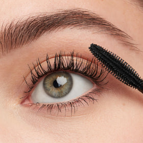 Smashbox black mascara swatch demonstrating intense pigment and smooth texture