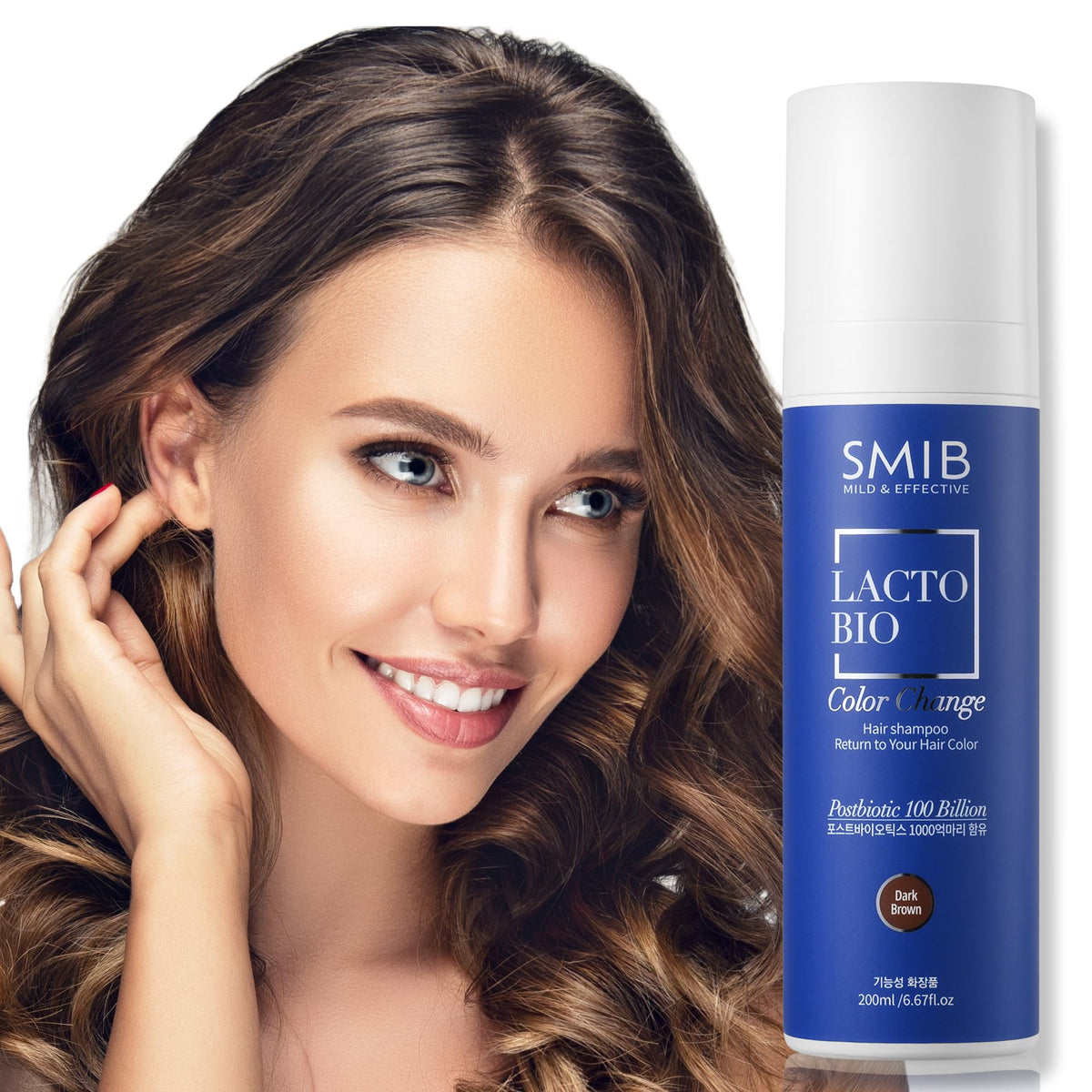 SMIB model applying shampoo showing unisex use and natural finish benefit