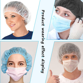 Smilco bouffant cap worn by staff in a kitchen showing hair containment and hygiene benefit