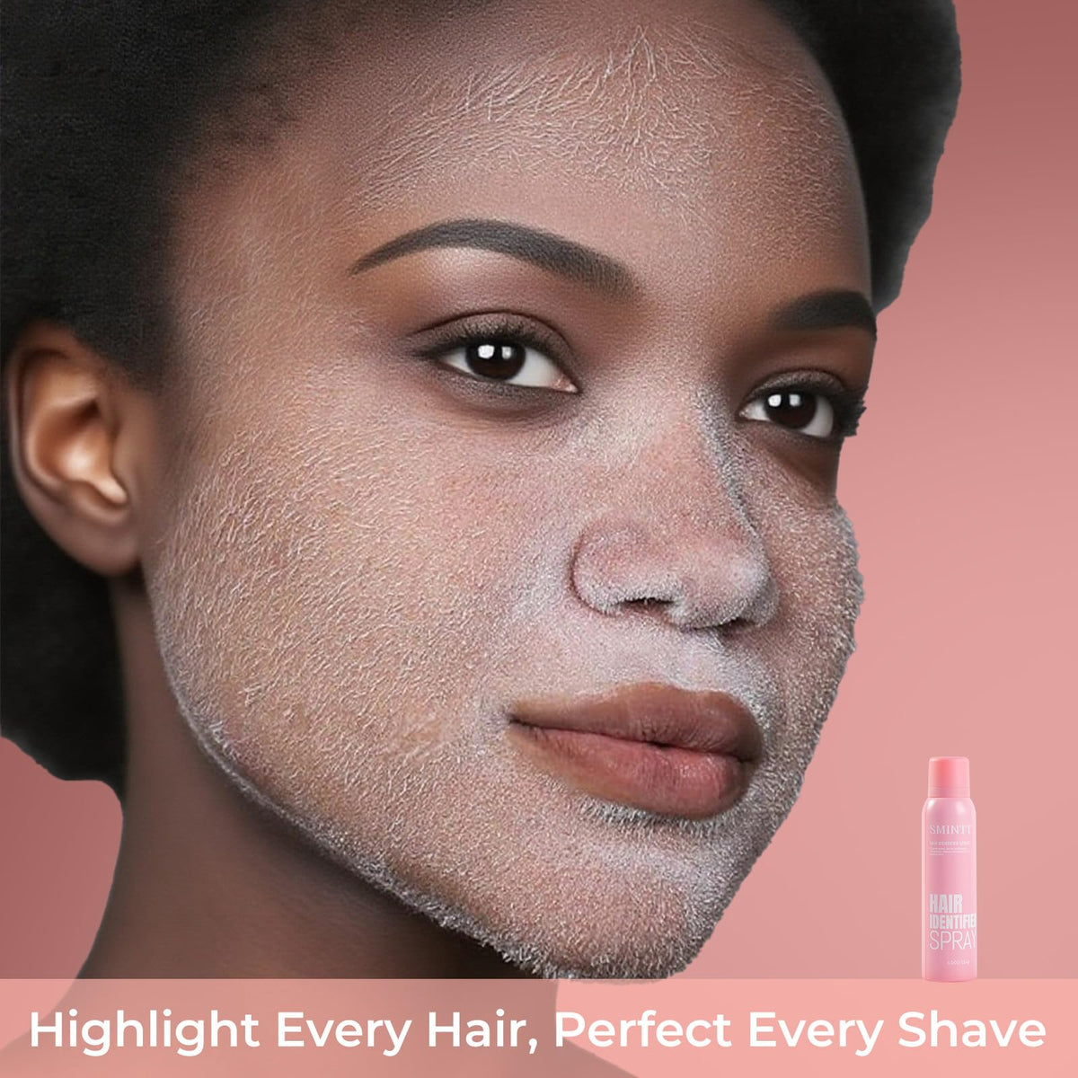 SMINTT texture on skin mist visible to highlight peach fuzz and improve shaving accuracy