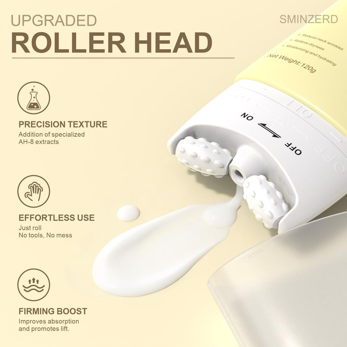 SMINZERD cream texture close-up highlighting lightweight hydrating formula
