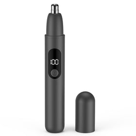 Smity trimmer front view showing compact cordless design and sleek black finish