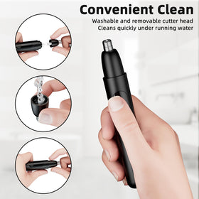 Smity trimmer rinsed under water highlighting washable head for quick cleaning