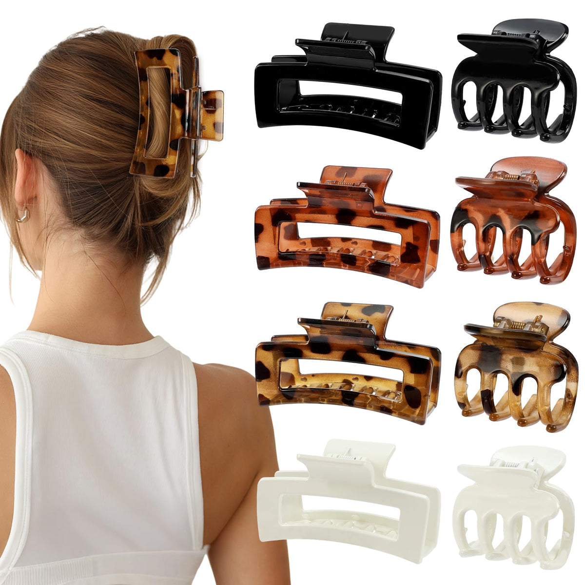 SMKSL front view of tortoise 8-piece clip set showing variety and convenience