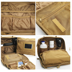 SMONT bag shown with toiletries for scale demonstrating large capacity benefit