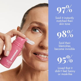 Smooche bottle next to a coin showing 1.01 fl oz scale and travel-friendly benefit