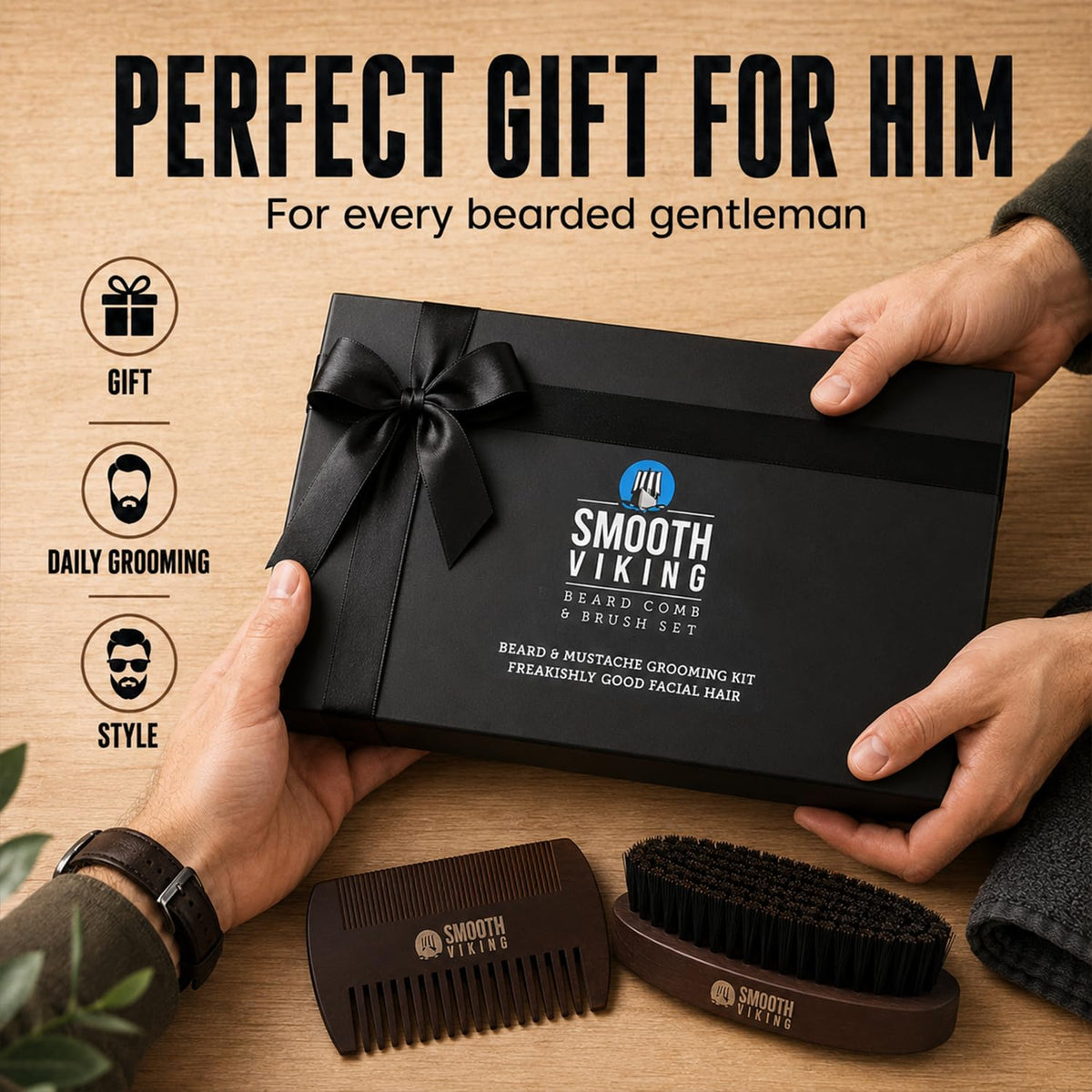 SMOOTH VIKING BEARD CARE brush spreading beard oil for smoother appearance