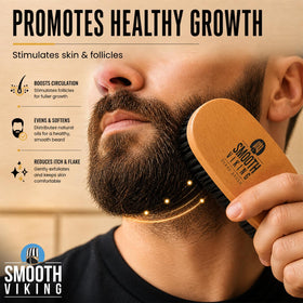 SMOOTH VIKING brush brushing facial hair, gently exfoliating skin beneath