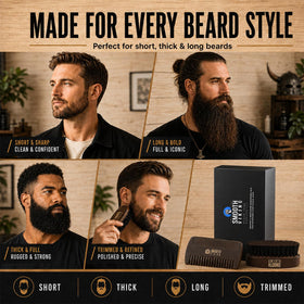 SMOOTH VIKING BEARD CARE brush held in hand showing ergonomic size and control