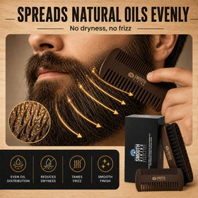 SMOOTH VIKING BEARD CARE compact travel layout with brush and comb in pouch