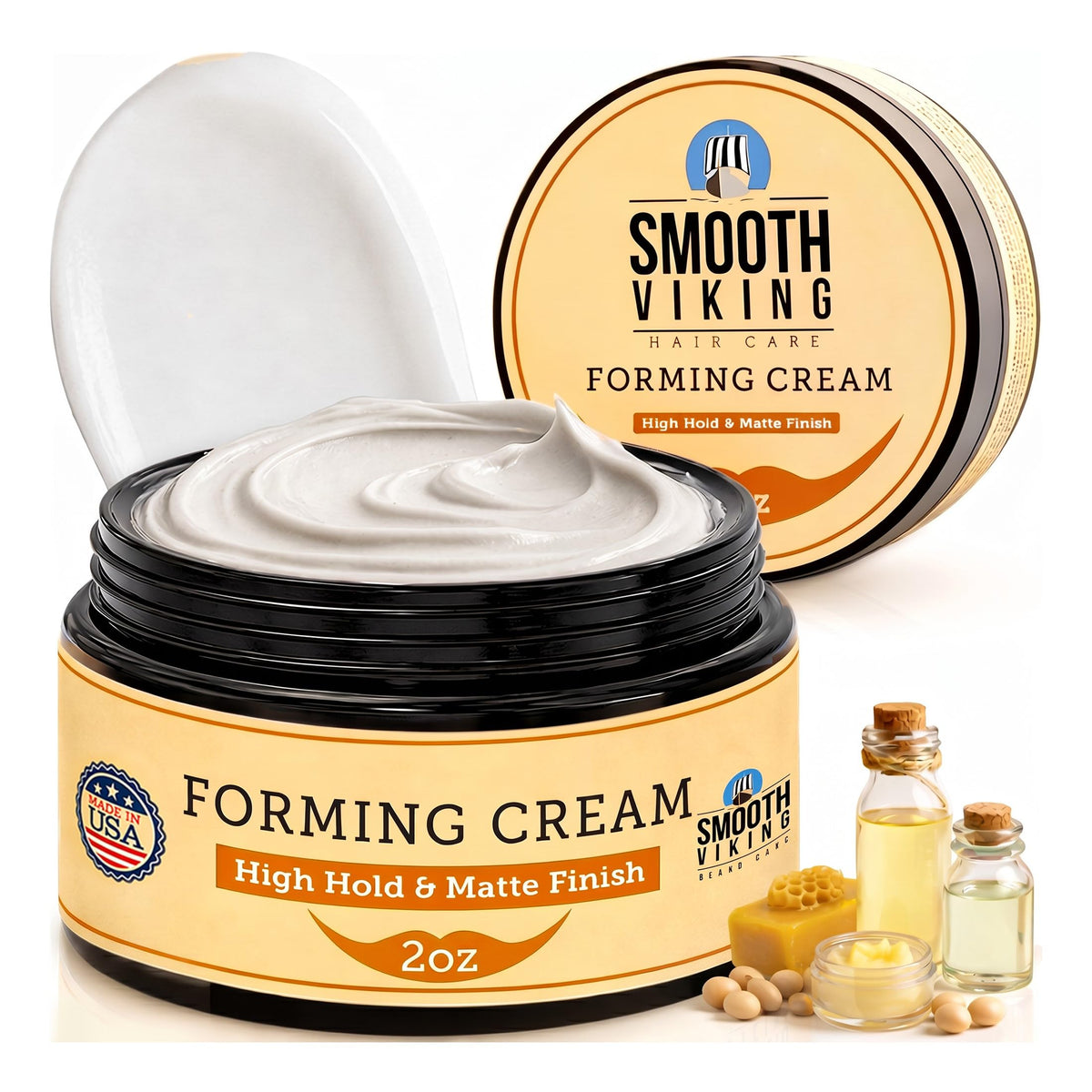 Smooth Viking front jar showing clean matte packaging and brand benefit