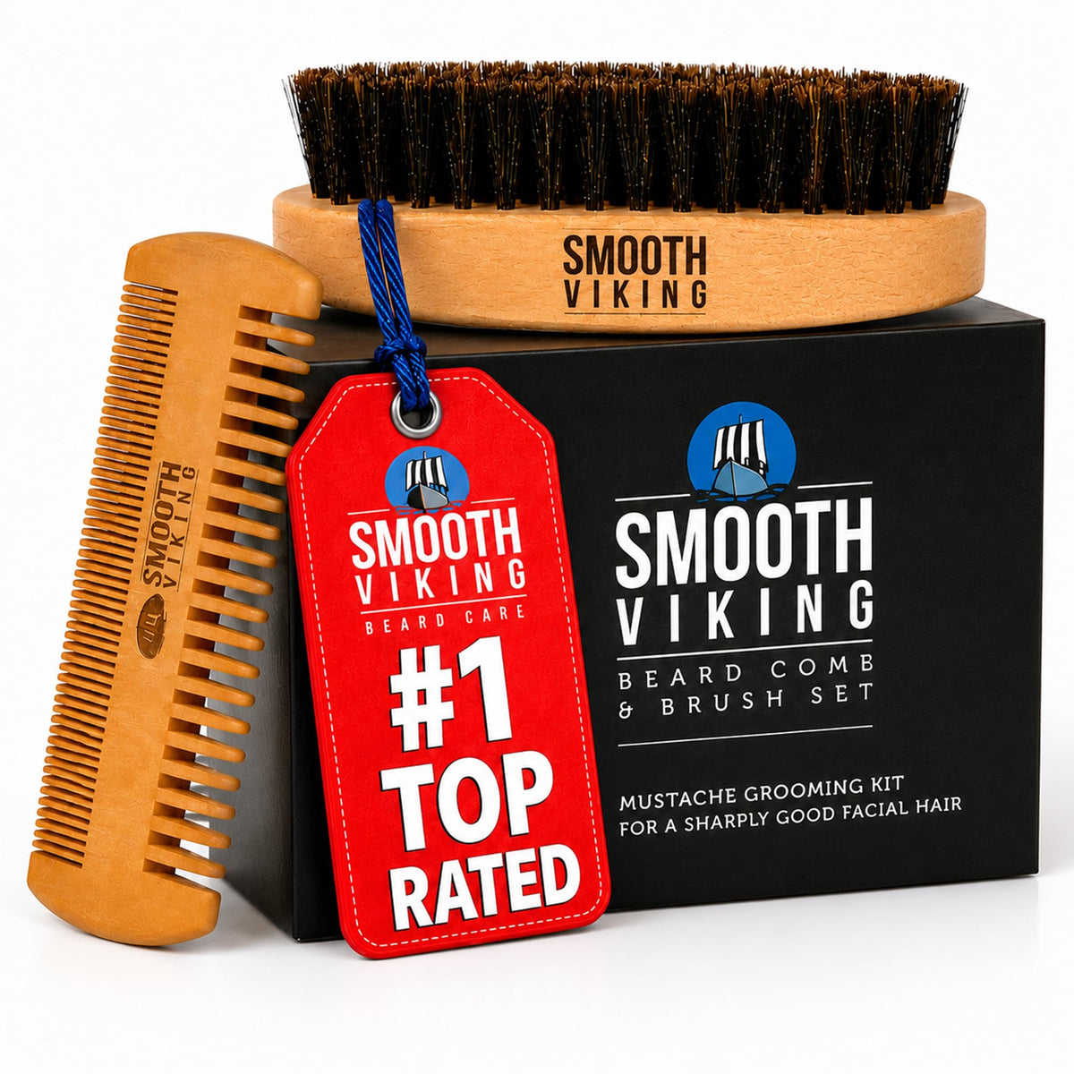 SMOOTH VIKING front packaging showing brush and comb, tidy gift-ready set