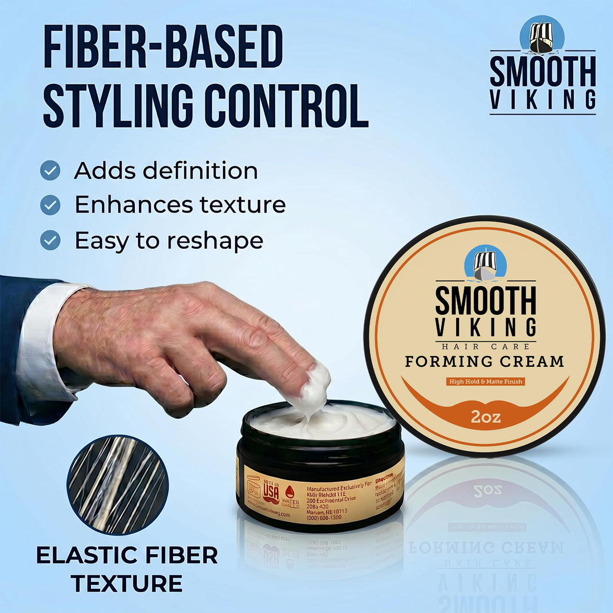 Smooth Viking label detail displaying ingredients and made in USA assurance