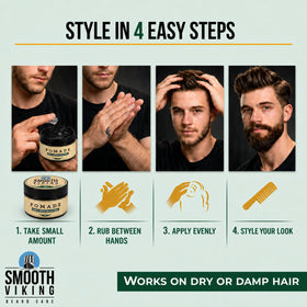 Smooth Viking in morning routine with comb showing quick styling advantage