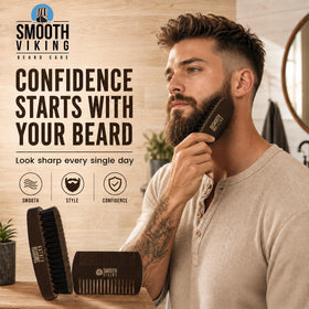 SMOOTH VIKING BEARD CARE pearwood comb detail highlighting durable polished teeth