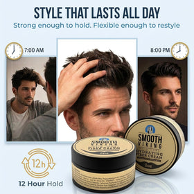 SMOOTH VIKING side profile hairstyle showing medium hold and touchable movement