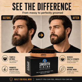 Smooth Viking usage lifestyle with man grooming beard for neater, quicker routine