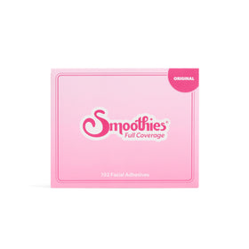 Smoothies patches on vanity during nighttime routine for gentle smoothing