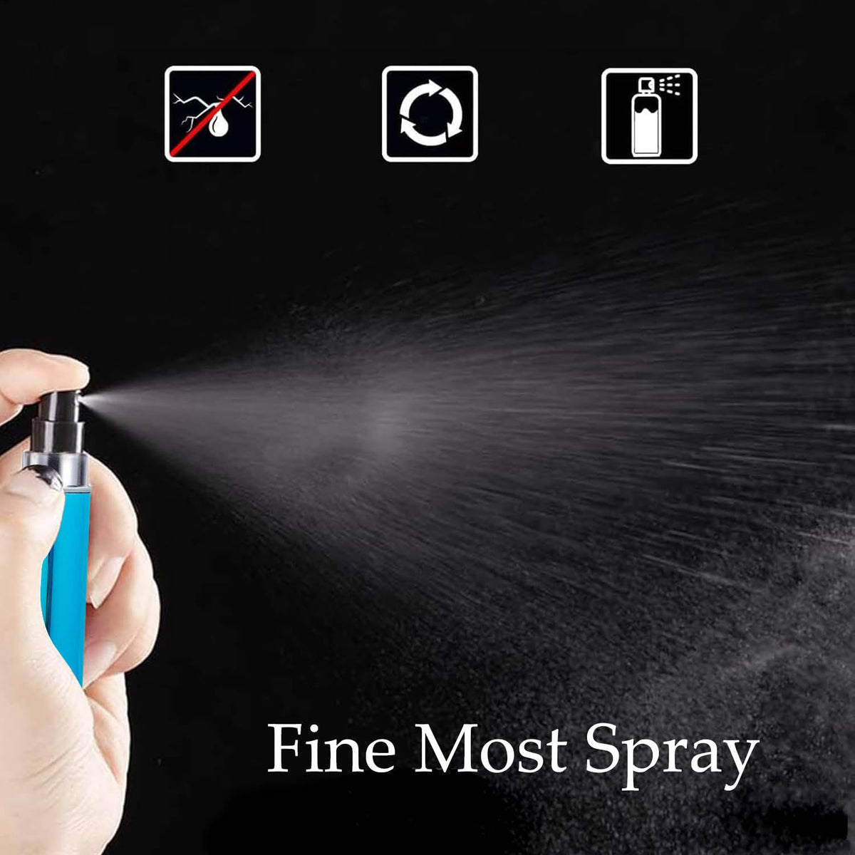 Smtheasy close-up of spray nozzle and screw cap demonstrating leakproof seal