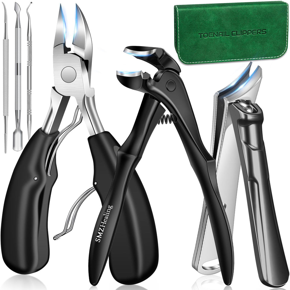SMZHealing front packaging showing full 6-piece toenail set and organized pouch for travel