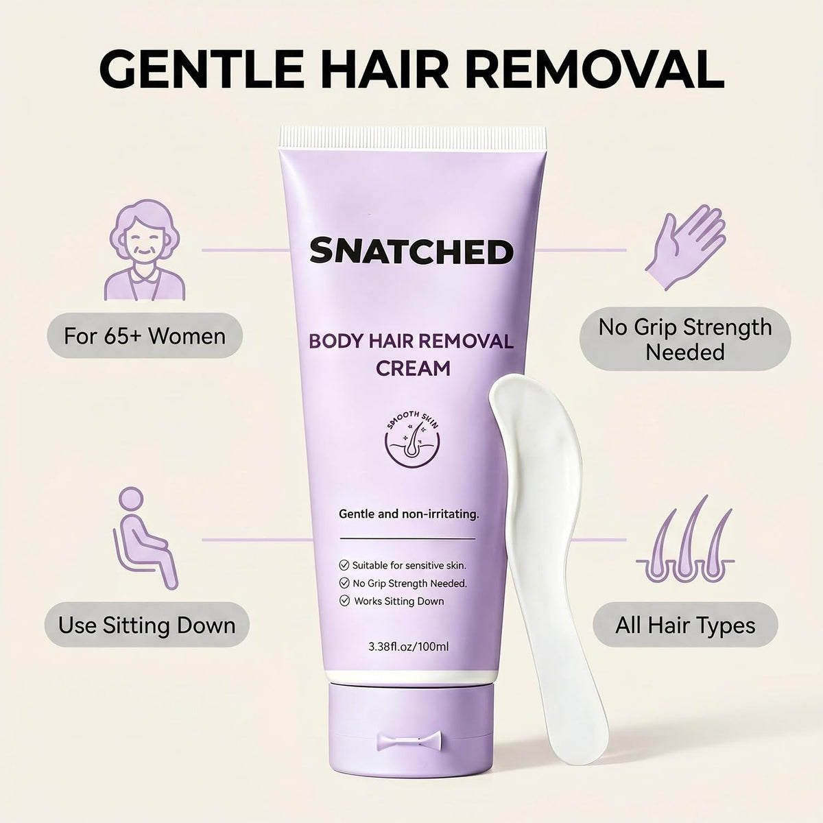 Snatched Cream on bathroom shelf in lifestyle scene promoting convenient grooming
