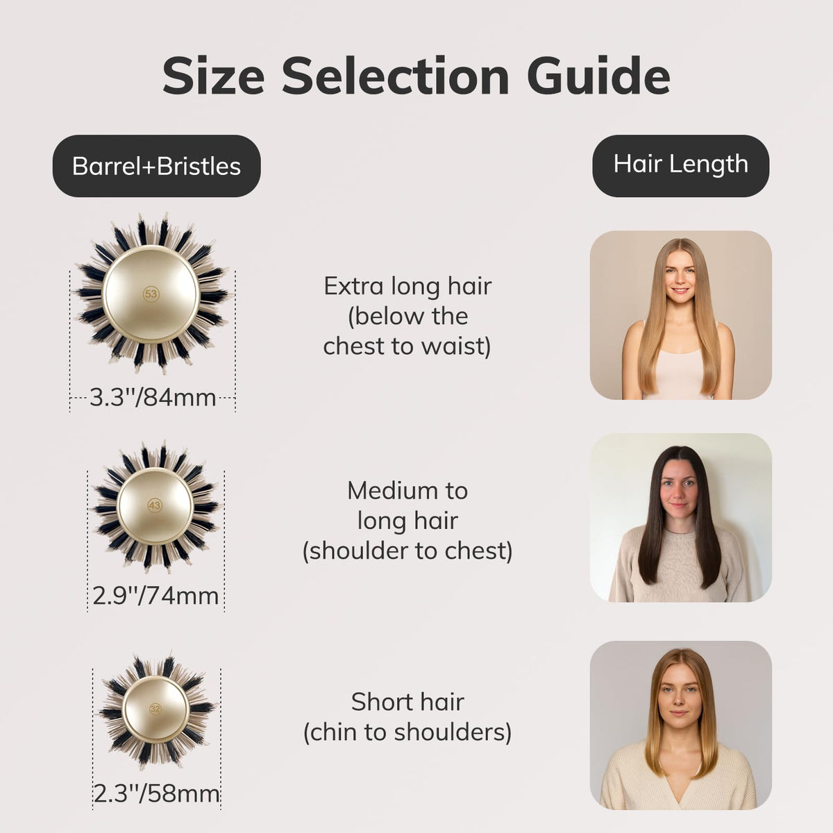 Sndyi round brush used with blow dryer to create volume and reduce frizz