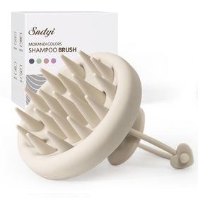 Sndyi front view of brush showing Morandi oatmeal color, easy grip benefit