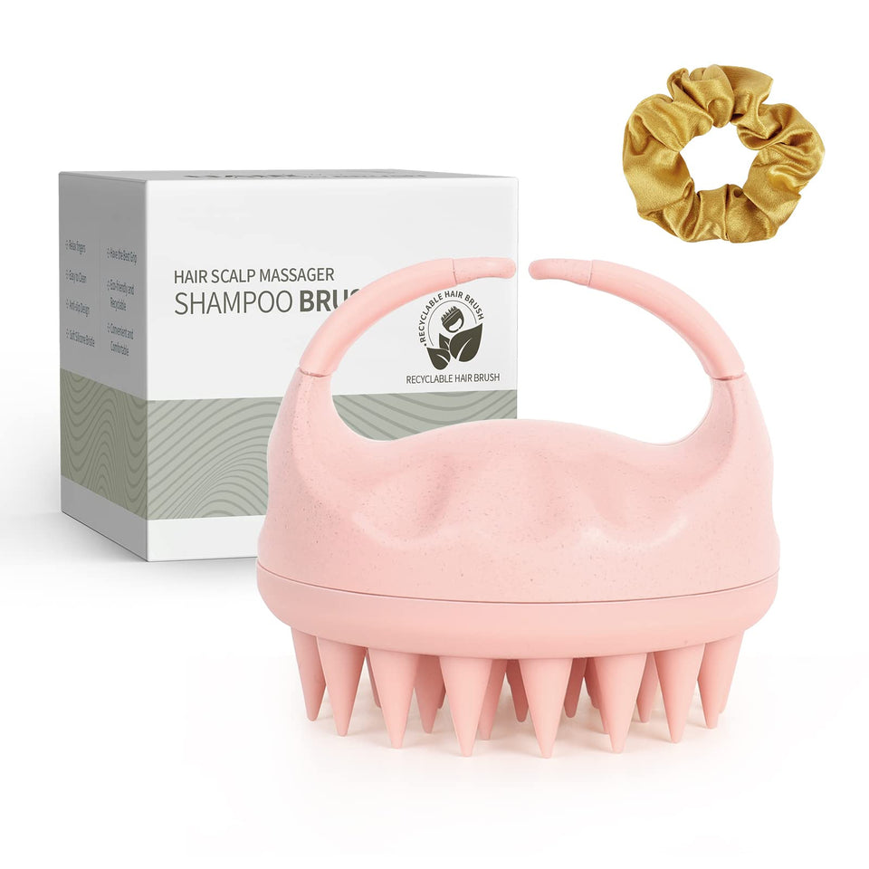 Sndyi front view of pink scalp massager showing shape and color for effective cleansing