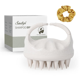 Sndyi front view beige scalp massager showing shape and grip for comfortable use