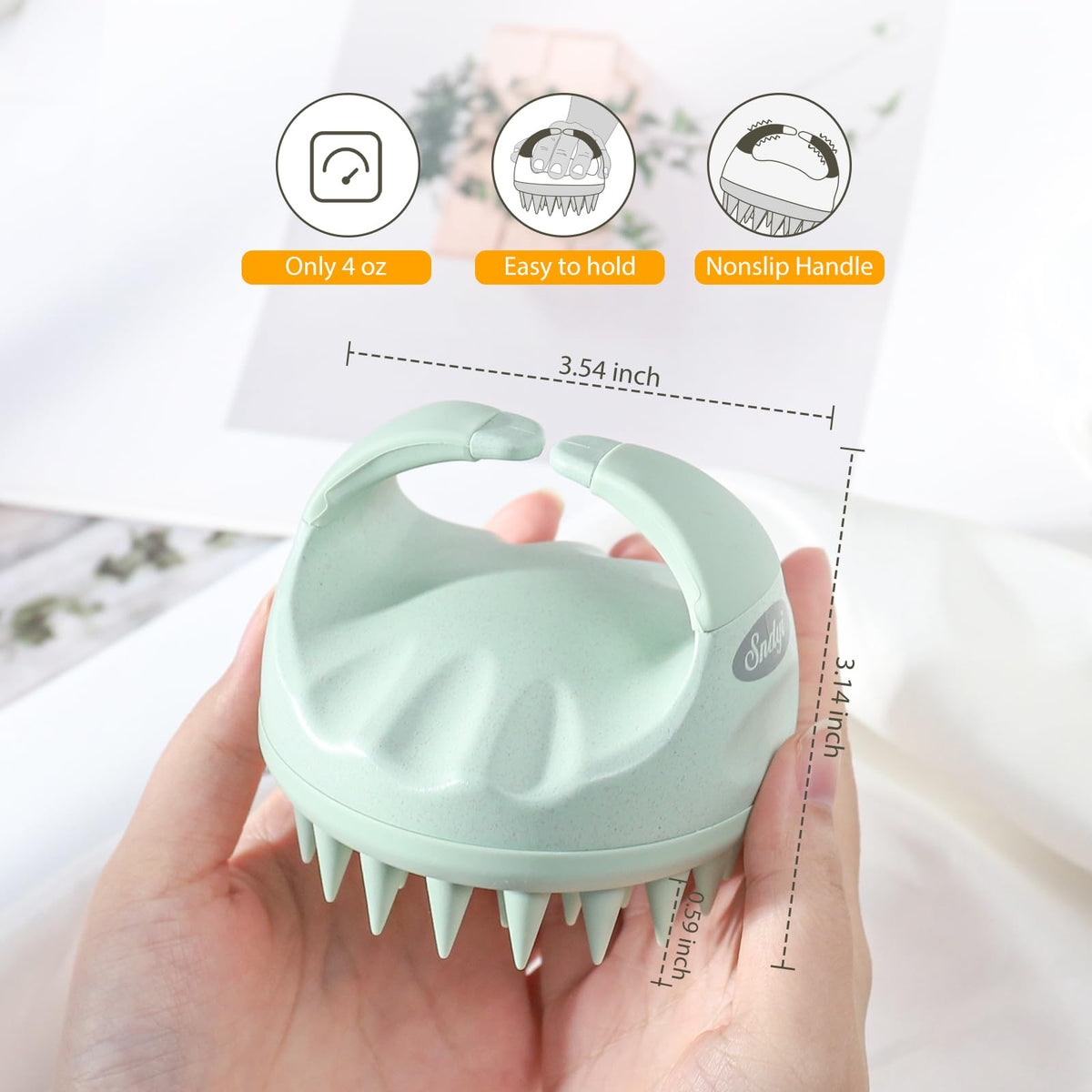 Sndyi scalp massager in shower demonstrating deep-clean action