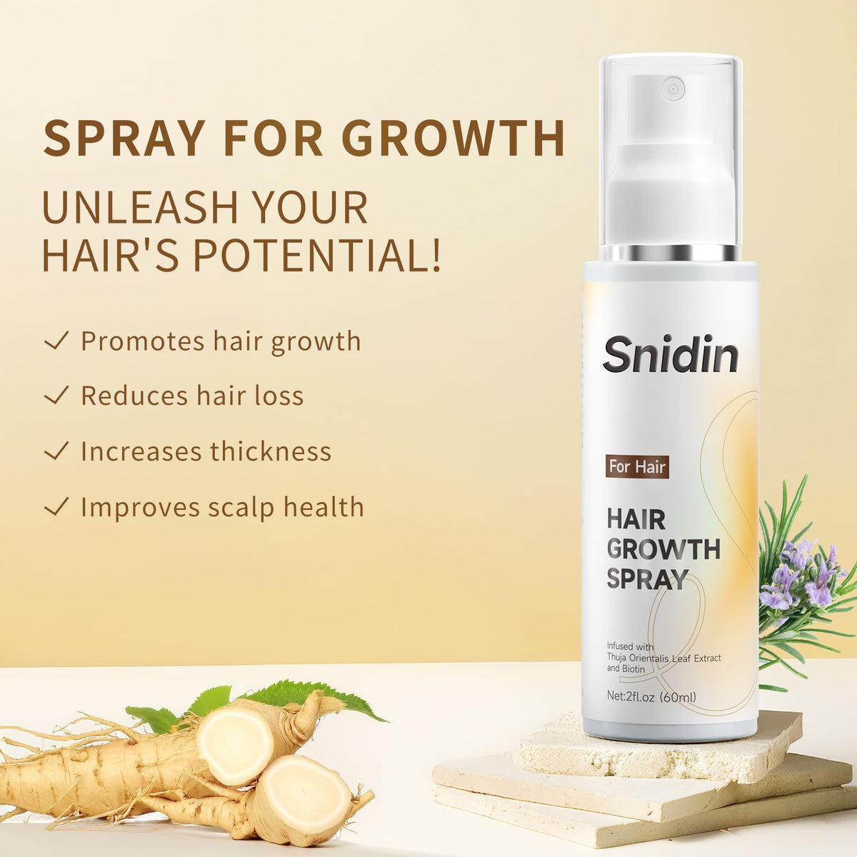 Snidin spray nozzle closeup illustrating even mist for easy application