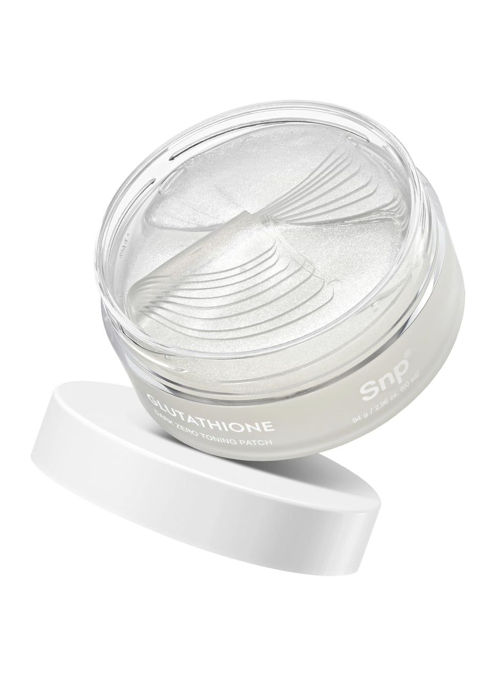 SNP front packaging showing product benefits and 60 patches for targeted brightening