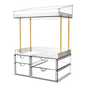 SNSLXH front view clear organizer showing tidy cosmetics and quick access