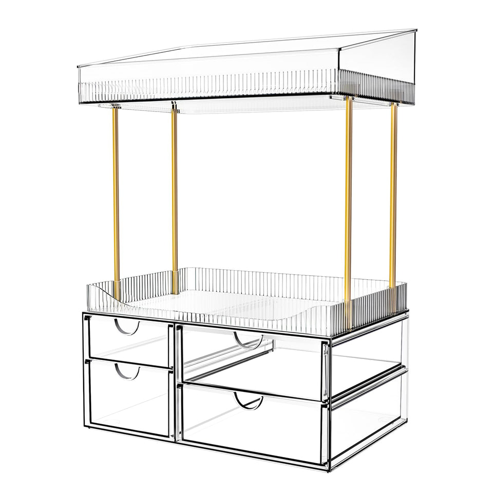SNSLXH front view clear organizer showing tidy cosmetics and quick access